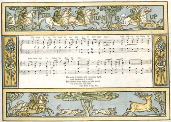 La caccia è iniziata ed è quasi giorno e Harry il nostro re è andato a caccia, illustrazione della canzone da 